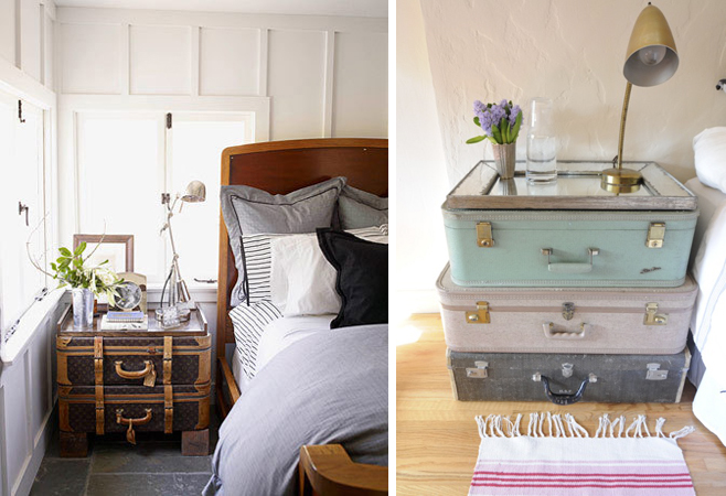 ideias de decoração com malas antigas para quarto