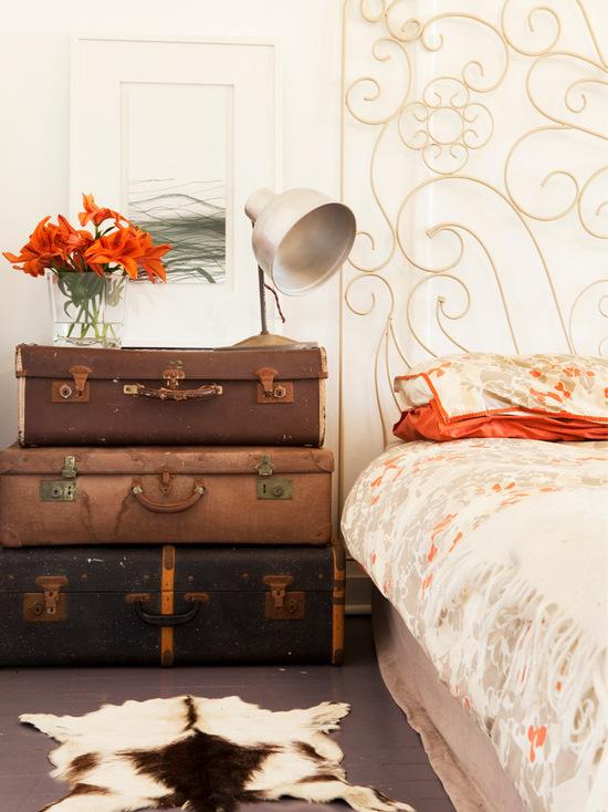 ideias de decoração com malas antigas para quarto