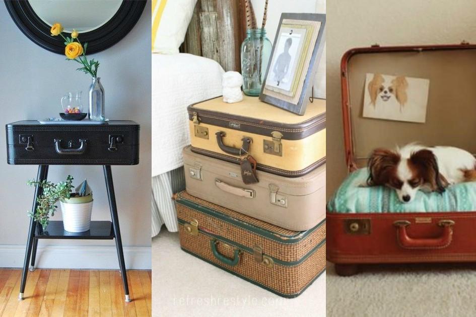 decoração de quarto com malas antigas