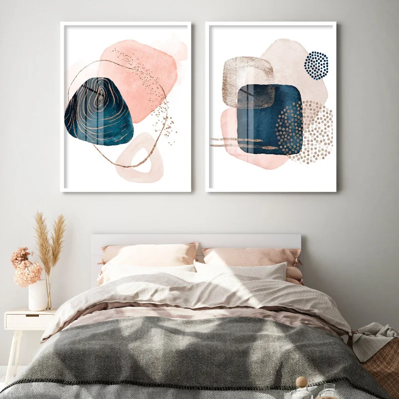 decoração de quarto com quadros abstratos
