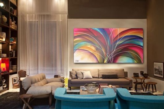 decoração de quarto com quadros abstratos