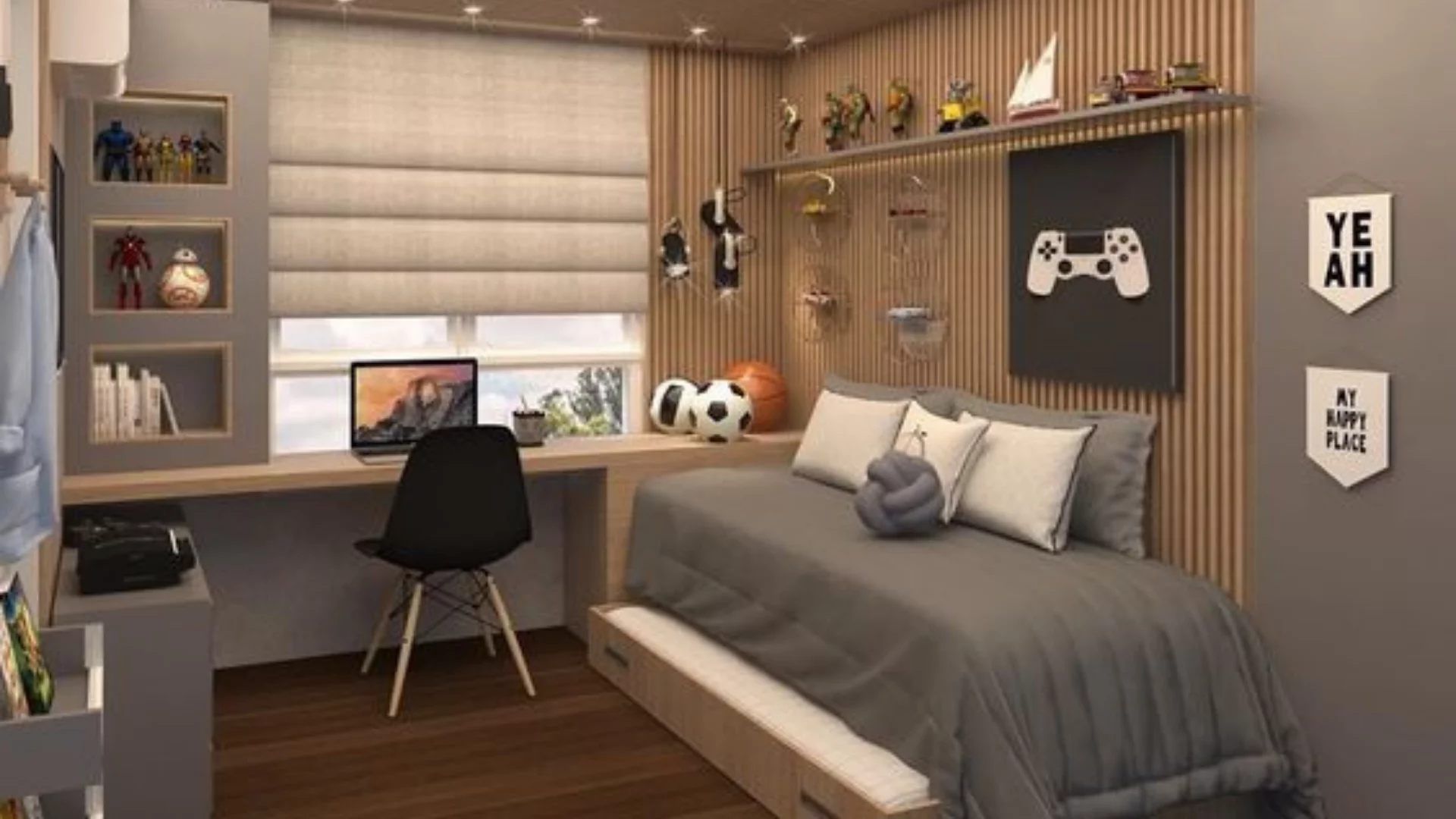 decoração de quarto de adolescente masculino