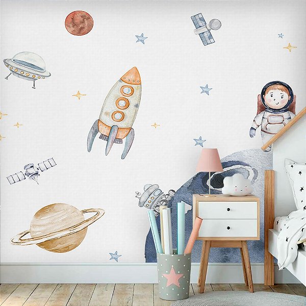 papel de parede infantil com tons pastel