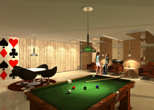 decoração de sala de jogos com LED