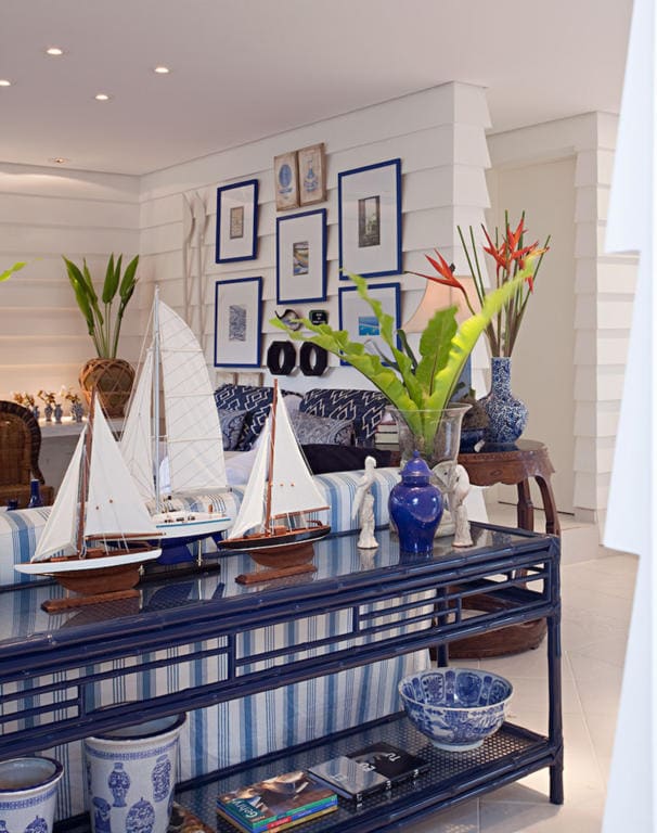 ideias de decoração navy para sala