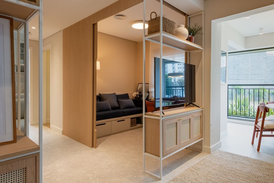 ideias de divisória de ambiente para quarto pequeno