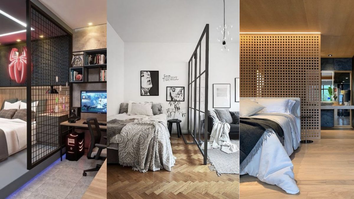 divisória de ambiente para quarto de madeira vs vidro