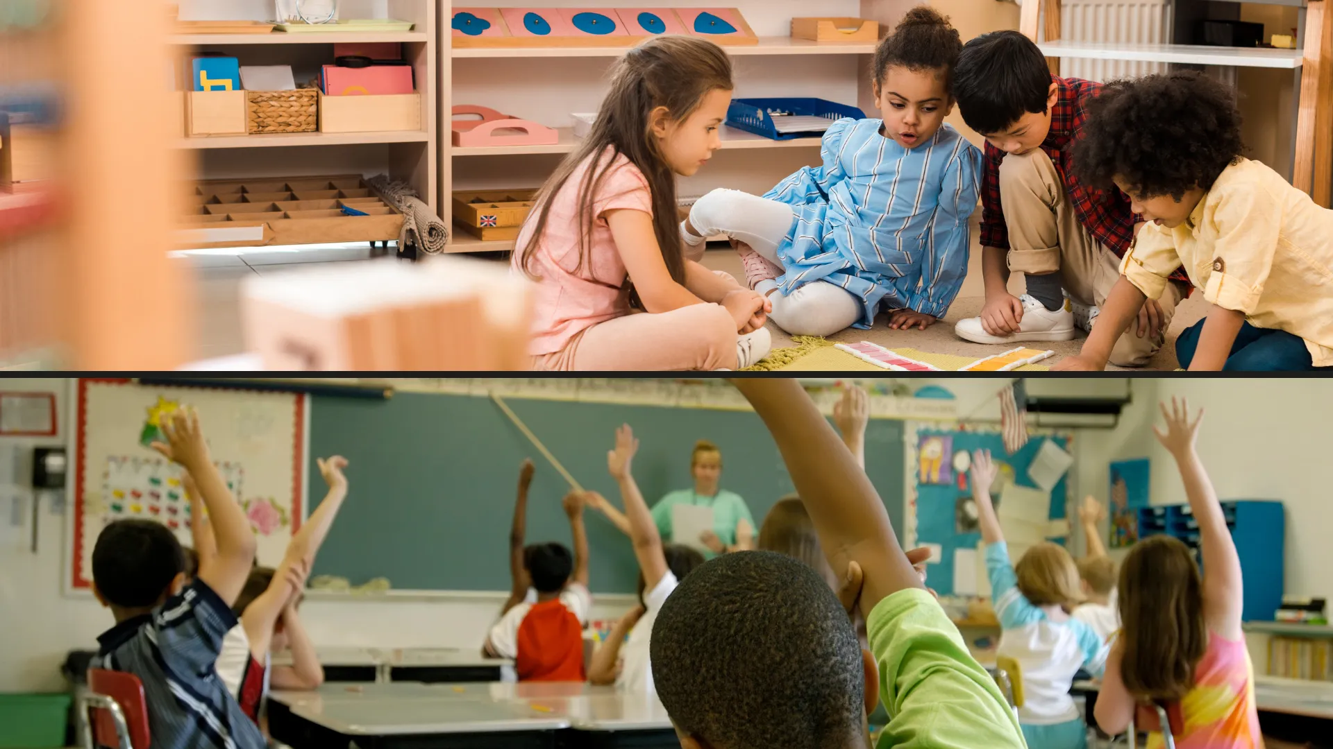 educação montessori vs tradicional