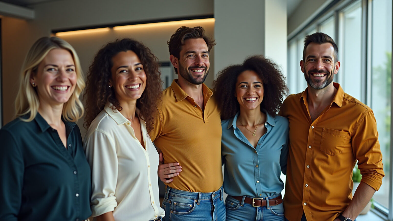 Profissionais brasileiros comemorando o sucesso e a expansão de seus negócios.