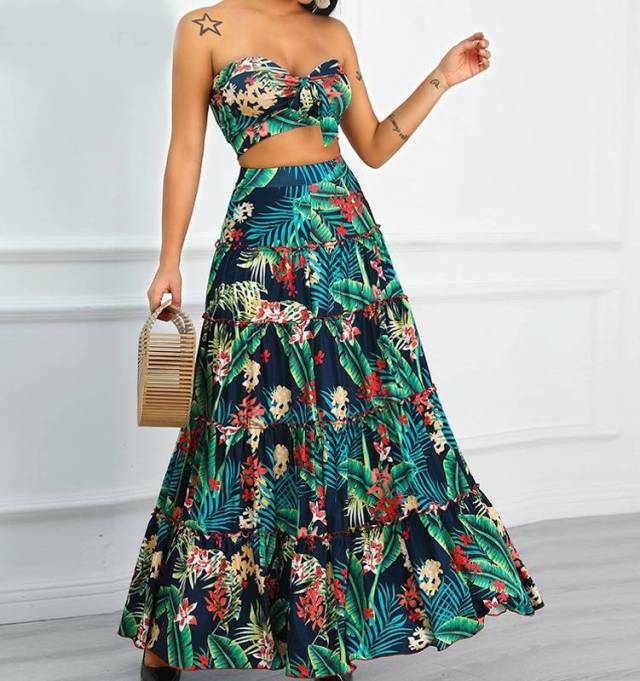 saia longa estampada floral