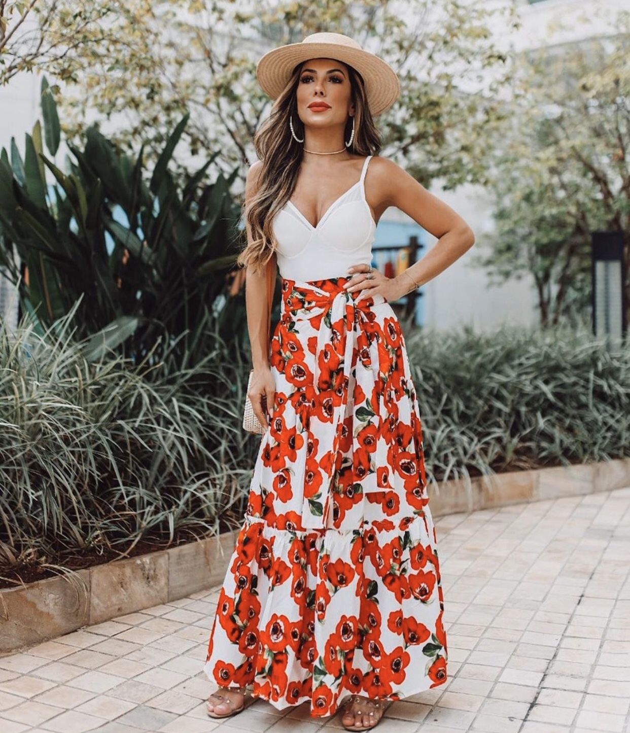 saia longa estampada floral