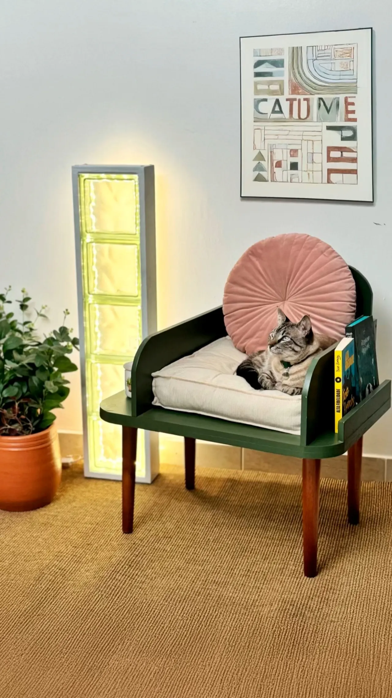 luminária de bloco de vidro