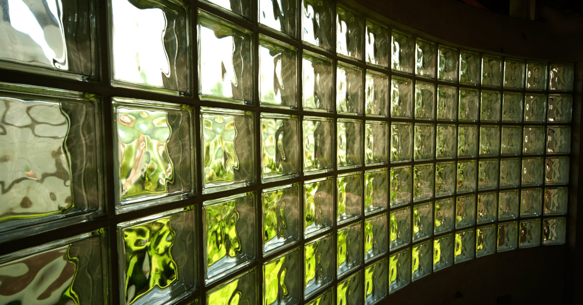 luminária de bloco de vidro