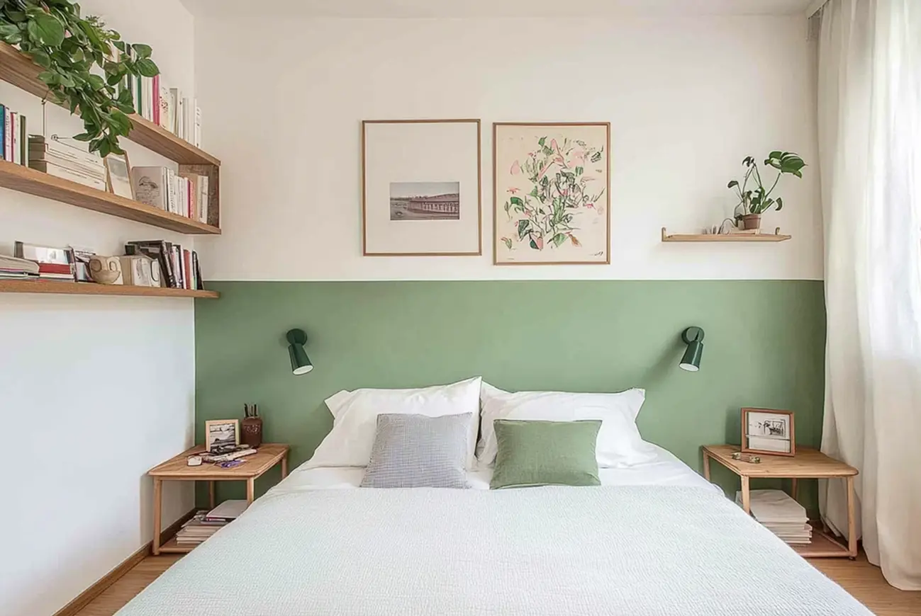 meia parede pintada quarto