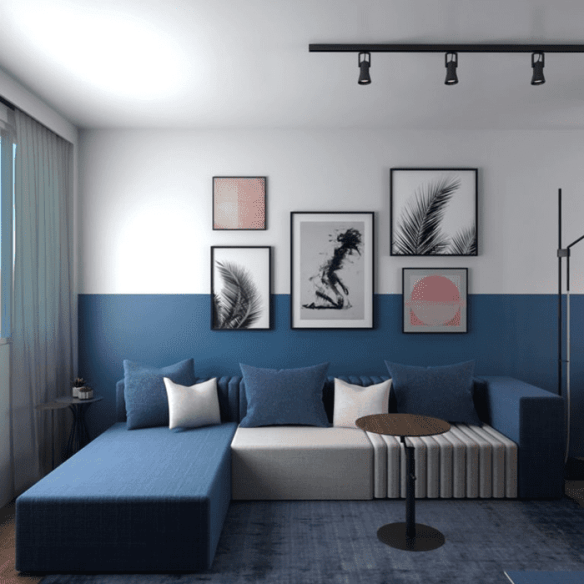 como fazer meia parede pintada com fita crepe