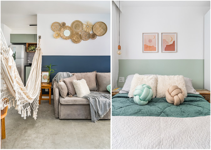 ideias de meia parede pintada para quarto