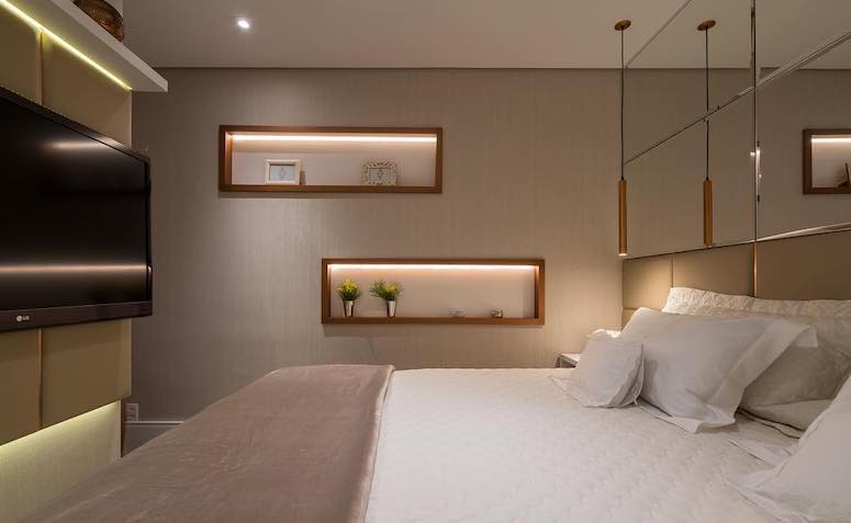 nicho iluminado quarto