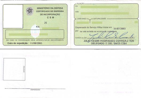 certificado de reservista 1ª categoria