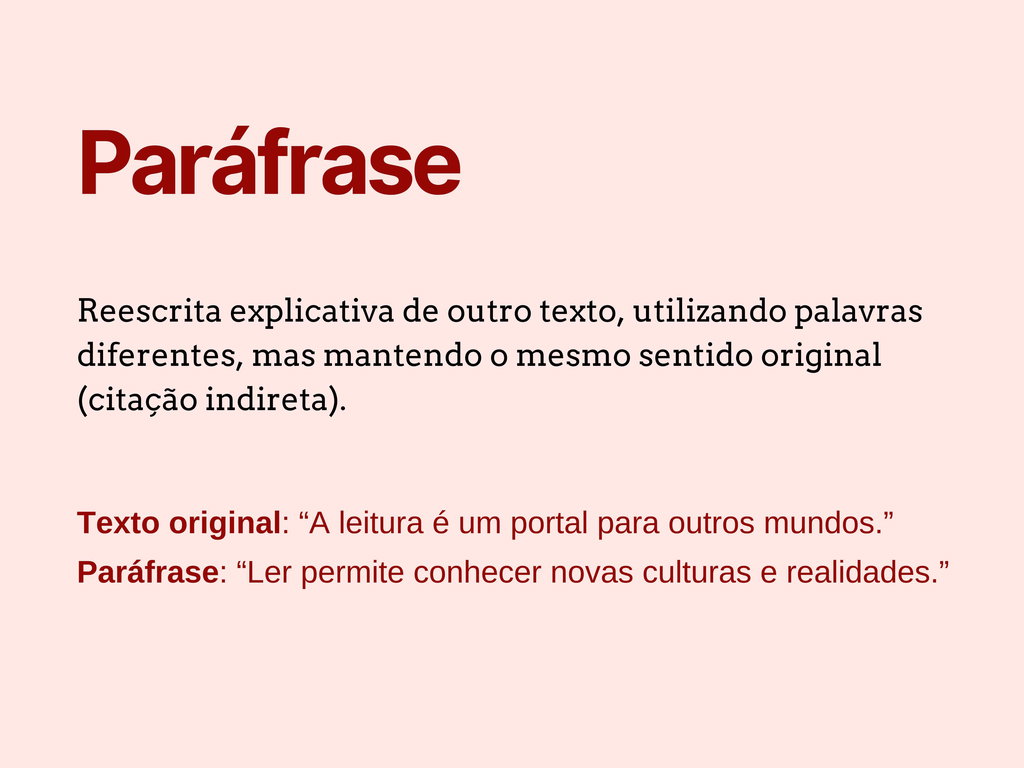 diferença entre paráfrase e citação direta