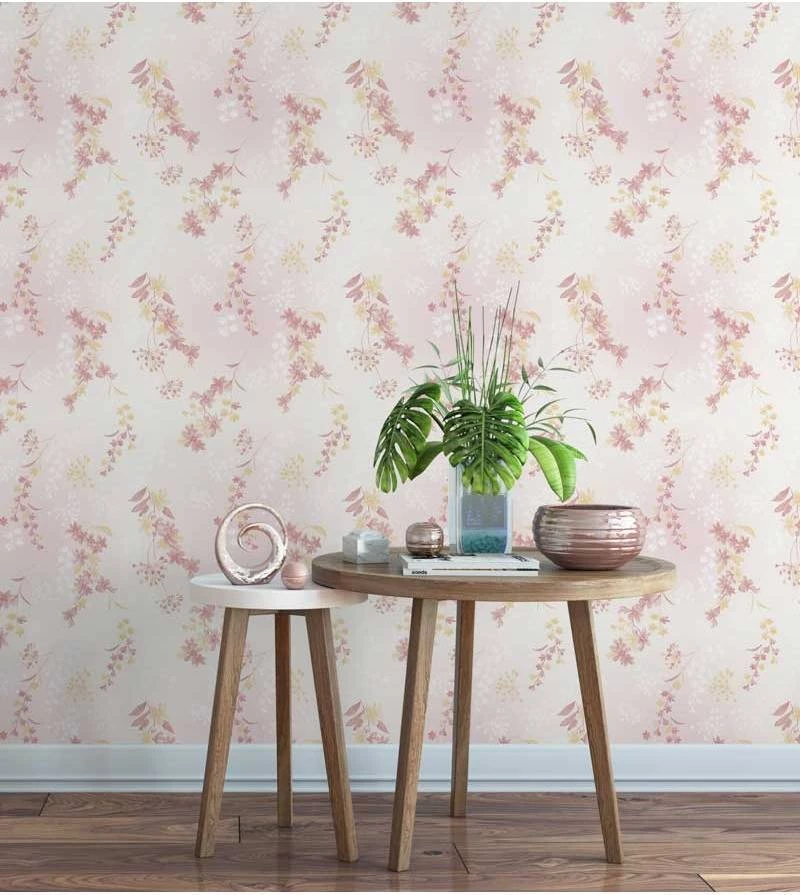 ideias de papel de parede floral delicado para quarto
