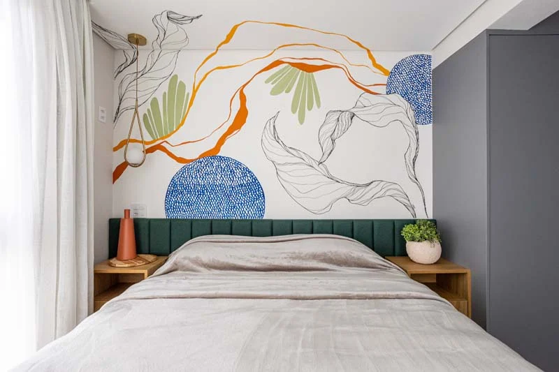 inspiração parede de destaque quarto pequeno