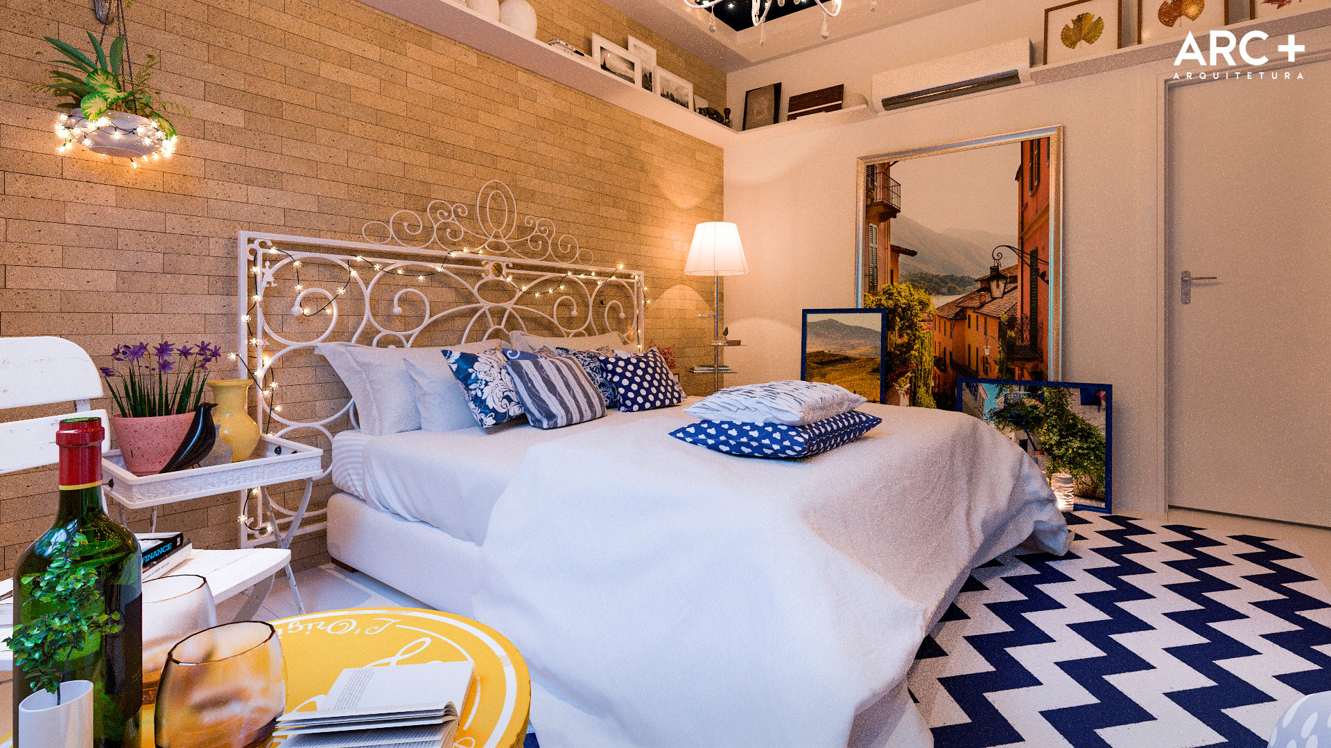 ideias de parede de tijolinho para quarto