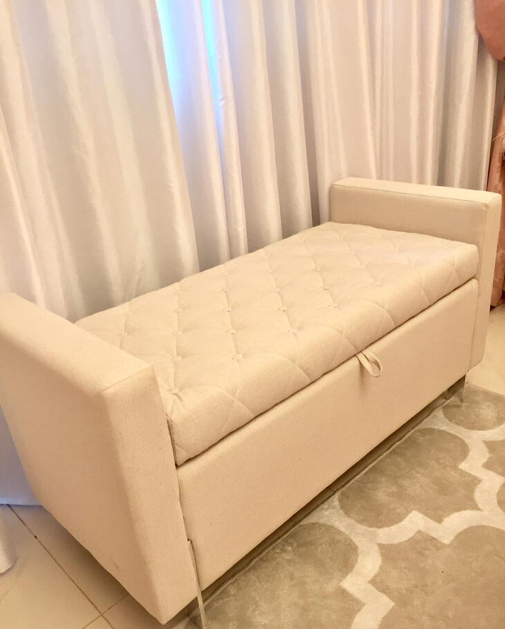 Puff baú com baú para quarto de casal
