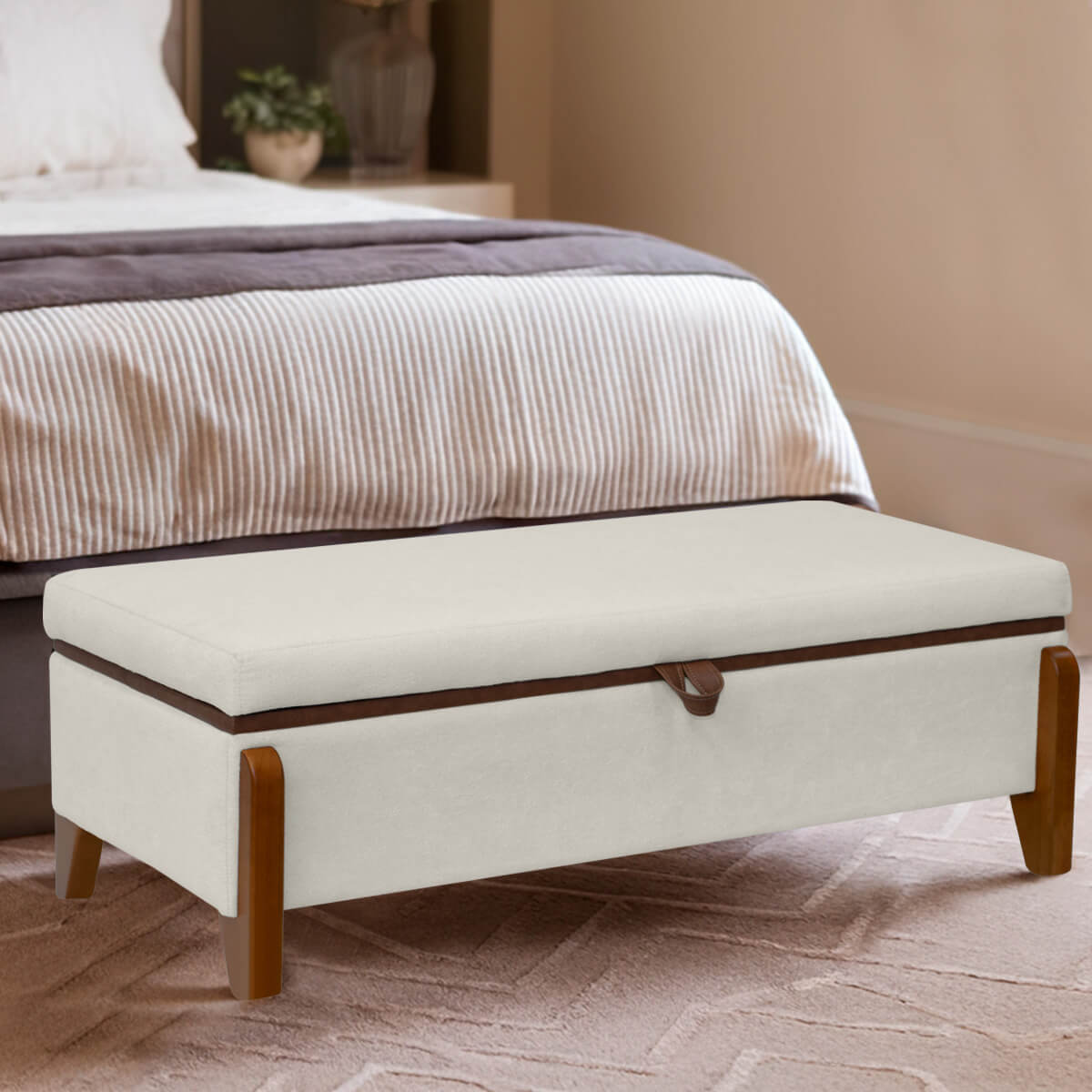 Puff baú com baú para quarto de casal barato