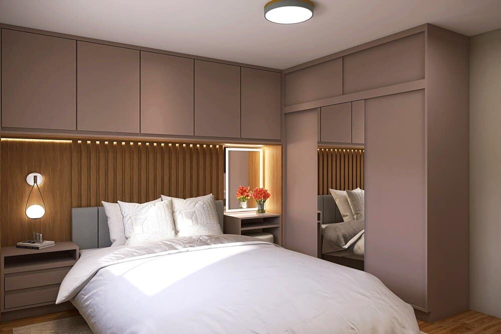 quarto de casal planejado pequeno