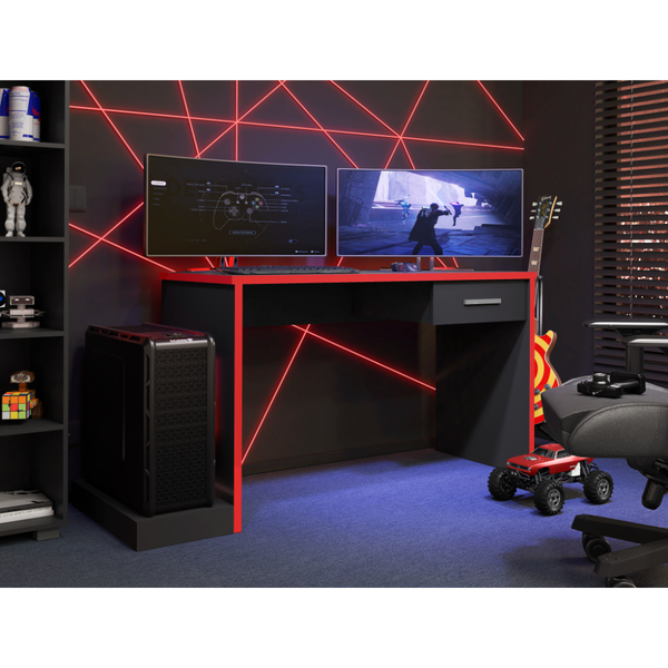 quarto gamer preto e vermelho