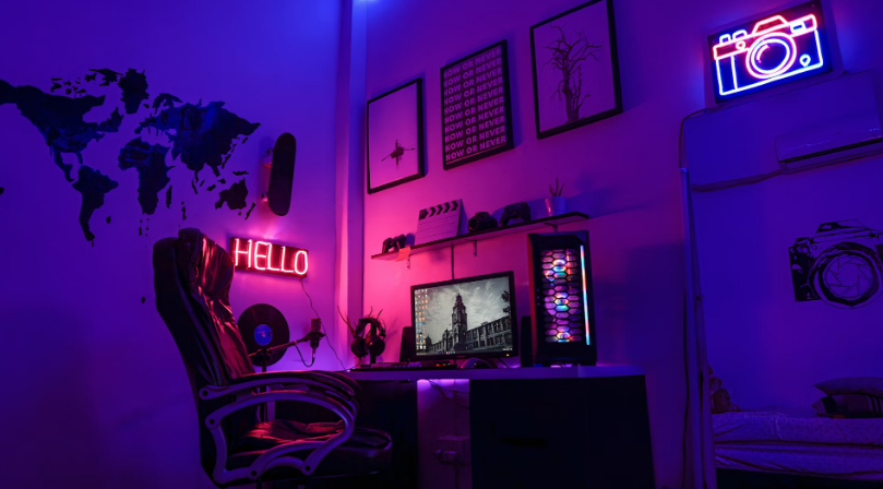 ideias de quarto gamer preto e vermelho