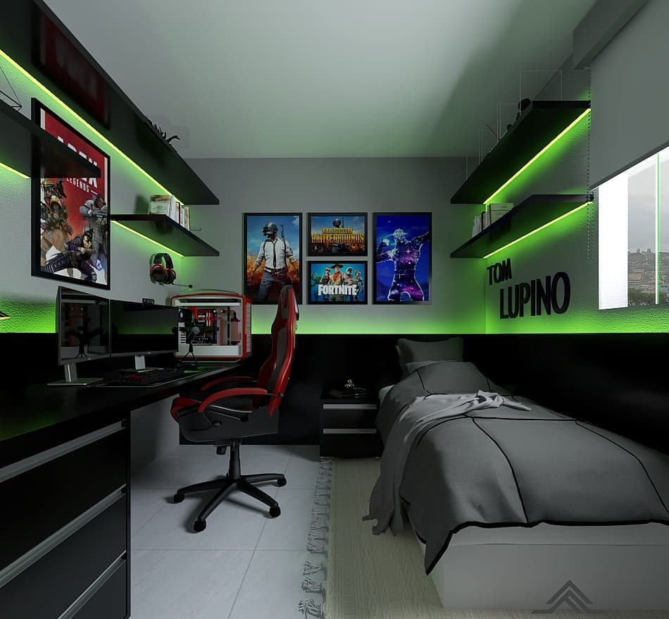 quanto custa montar um quarto gamer preto e vermelho