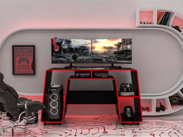 quanto custa montar um quarto gamer preto e vermelho