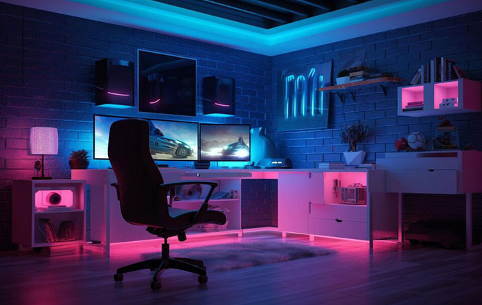 ideias de quarto gamer preto e vermelho
