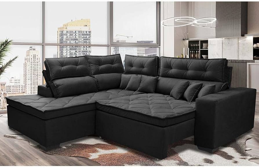 sofá de canto com mesa lateral