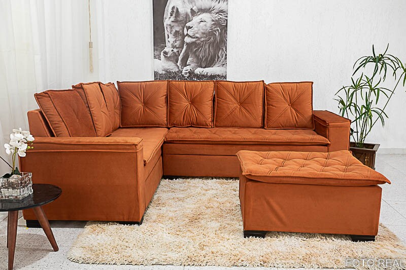 sofá de canto veludo