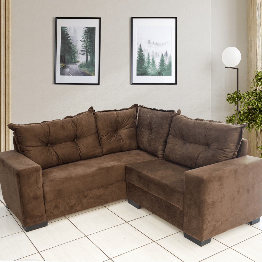 sofá de canto suede