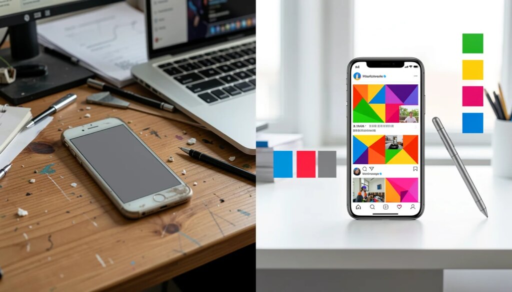 Ferramentas gratuitas para personalizar redes sociais em 2026: comparativo direto Comparativo entre design amador e profissional para redes sociais com ferramentas gratuitas.